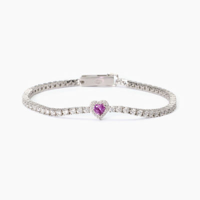 Immagine di Bracciale Donna Tennis Con Cuore Rosa Gioielli Mabina |  533838-18