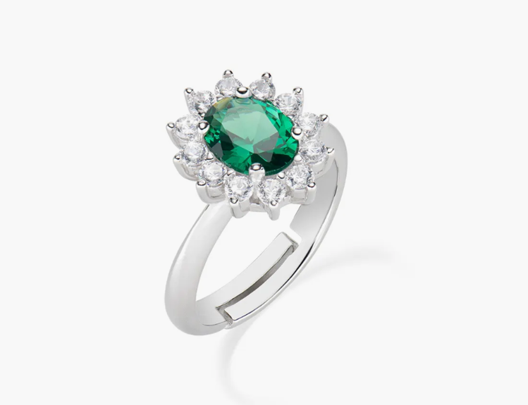 Immagine di Anello Adattabile Royal Lady Zircone Verde Amen | ANLDGBBVE2