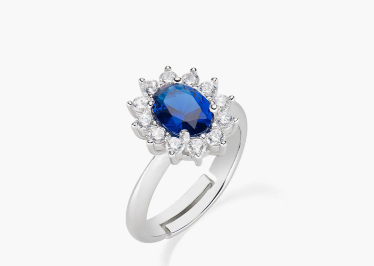 Immagine di Anello Adattabile Royal Lady Zircone Blu Amen | ANLDGBBBL2