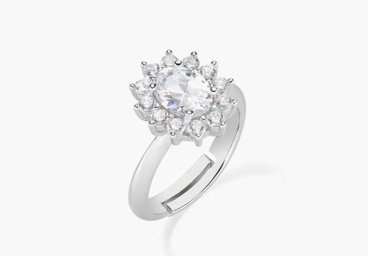 Immagine di Anello Adattabile Royal Lady Zircone Bianco Amen | ANLDGBBB2