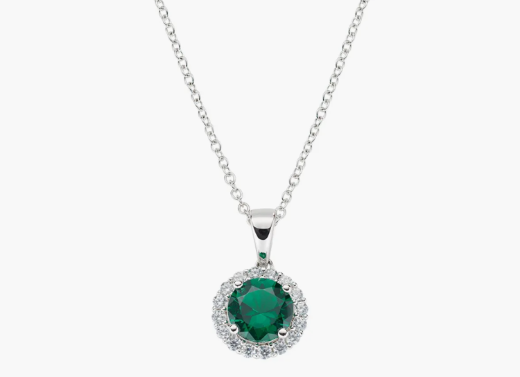 Immagine di Collana Diamond con Zircone tondo Verde Amen | CLLUBOBBVZ