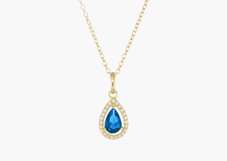 Immagine di Collana Dorata Goccia di Luce Blu Amen |  CLPGOGBBLZ