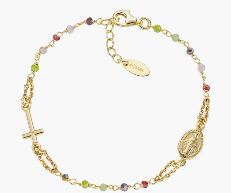 Immagine di Bracciale Rosario Cristalli Multicolor Amen | BRO10GARVE3