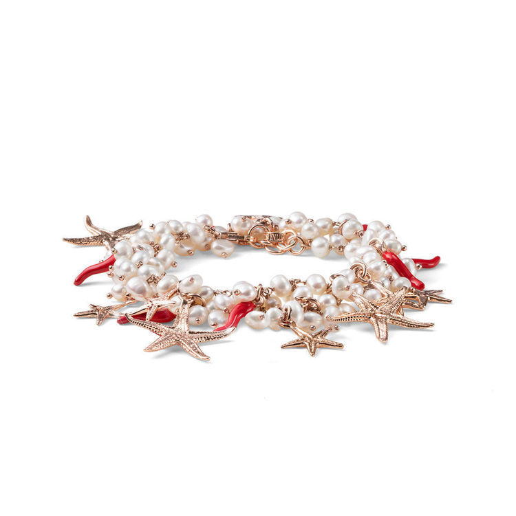 Immagine di Bracciale Donna Elba Perle Bianche E Stelle Argento Mariacristinasterling | G4133ST