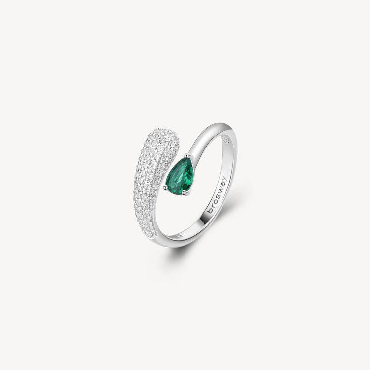 Immagine di Anello Con Zirconi Bianchi E Life Green Gioielli Brosway Fancy | FLG124