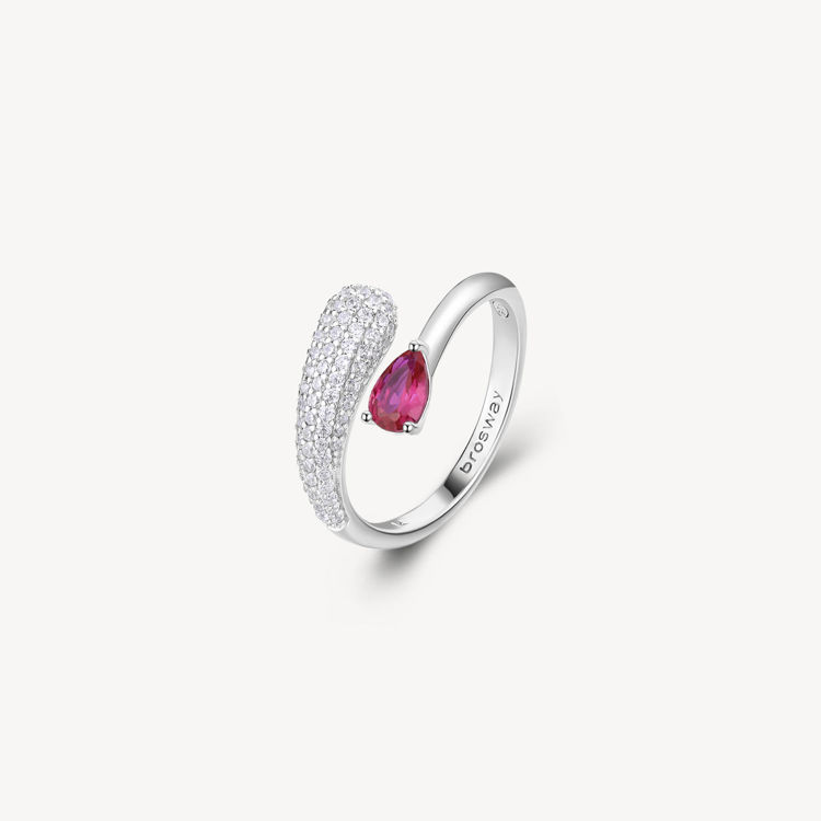 Immagine di Anello Contrarié Con Zircone Bianco E Passion Ruby Gioielli Brosway Fancy | FPR127