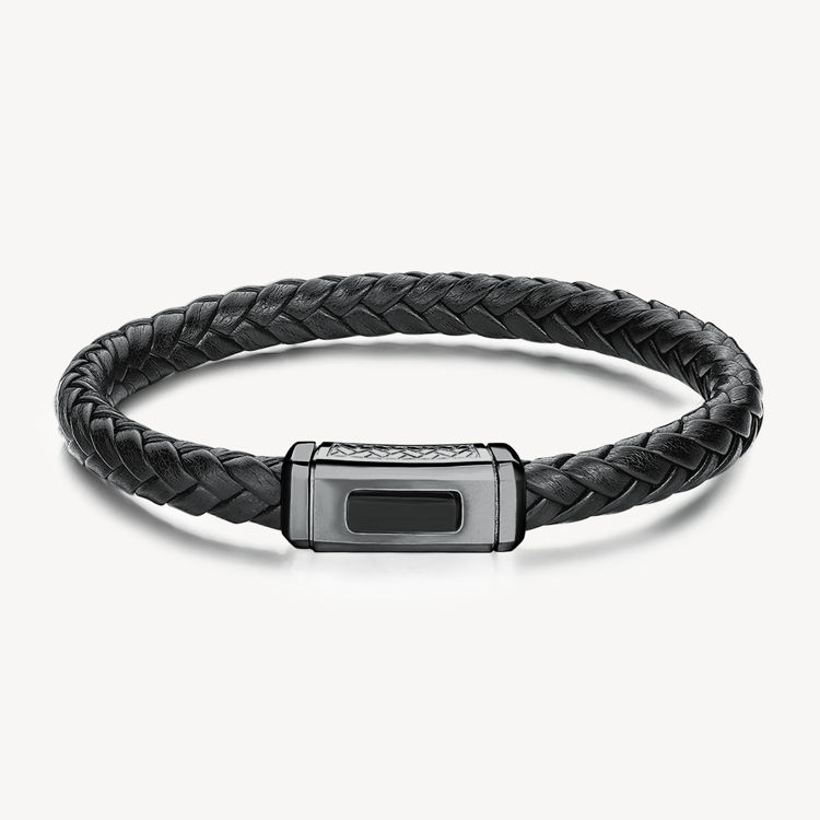 Immagine di Bracciale Uomo In Pelle E Acciaio Color Rutenio Logan Brosway | BOA13A