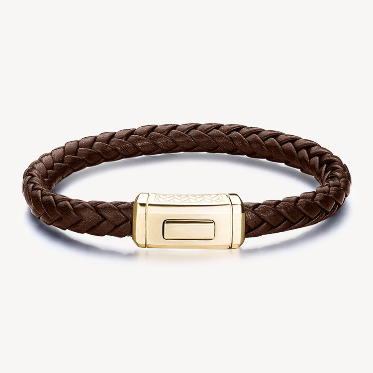 Immagine di Bracciale Uomo In Pelle Marrone E Acciaio Dorato Logan Brosway | BOA12B