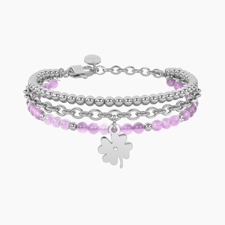 Immagine di Bracciale Giada Rosa Con Quadrifoglio Gioielli Kidult | 732319