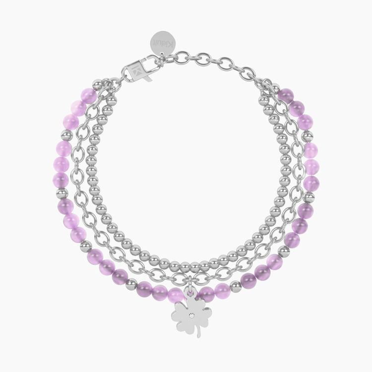 Immagine di Bracciale Giada Rosa Con Quadrifoglio Gioielli Kidult | 732319