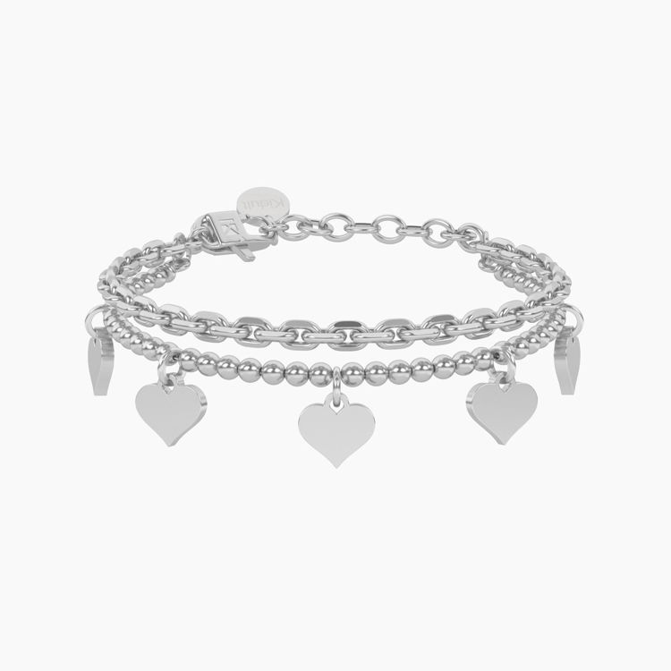 Immagine di Bracciale Catena Forzatina E Sfere Con Cuore Gioielli Kidult | 732327