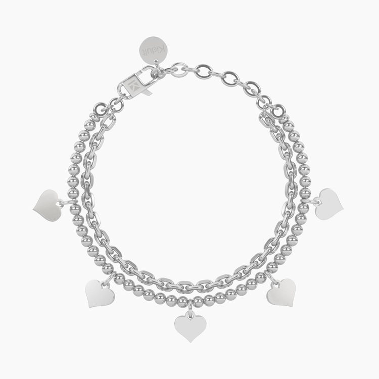 Immagine di Bracciale Catena Forzatina E Sfere Con Cuore Gioielli Kidult | 732327