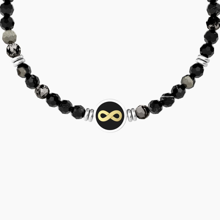 Immagine di Bracciale Elastico Uomo Con Agata Nera E Infinito Gioielli Kidult | 732242