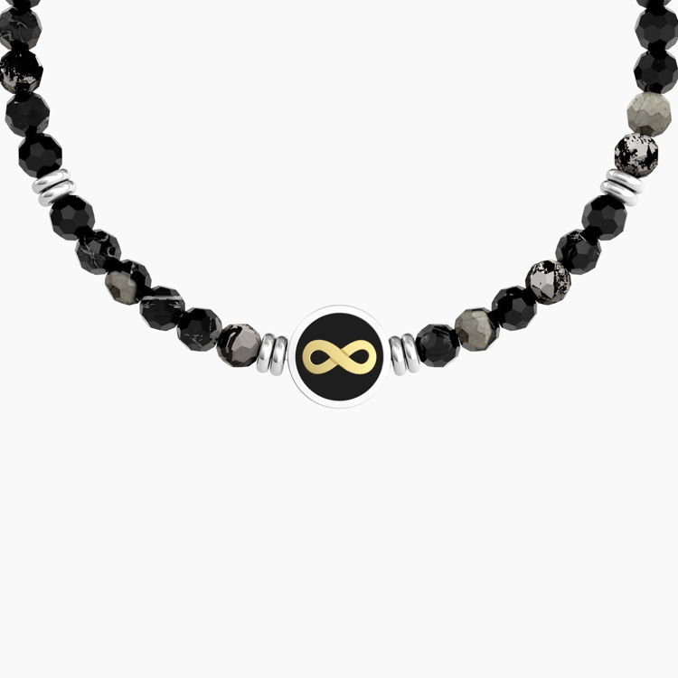 Immagine di Bracciale Elastico Uomo Con Agata Nera E Infinito Gioielli Kidult | 732242