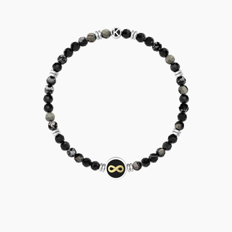 Immagine di Bracciale Elastico Uomo Con Agata Nera E Infinito Gioielli Kidult | 732242