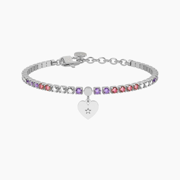 Immagine di Bracciale Tennis Rosa E Viola Con Cuore Gioielli Kidult | 732322