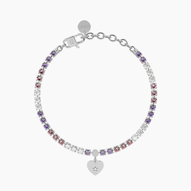 Immagine di Bracciale Tennis Rosa E Viola Con Cuore Gioielli Kidult | 732322