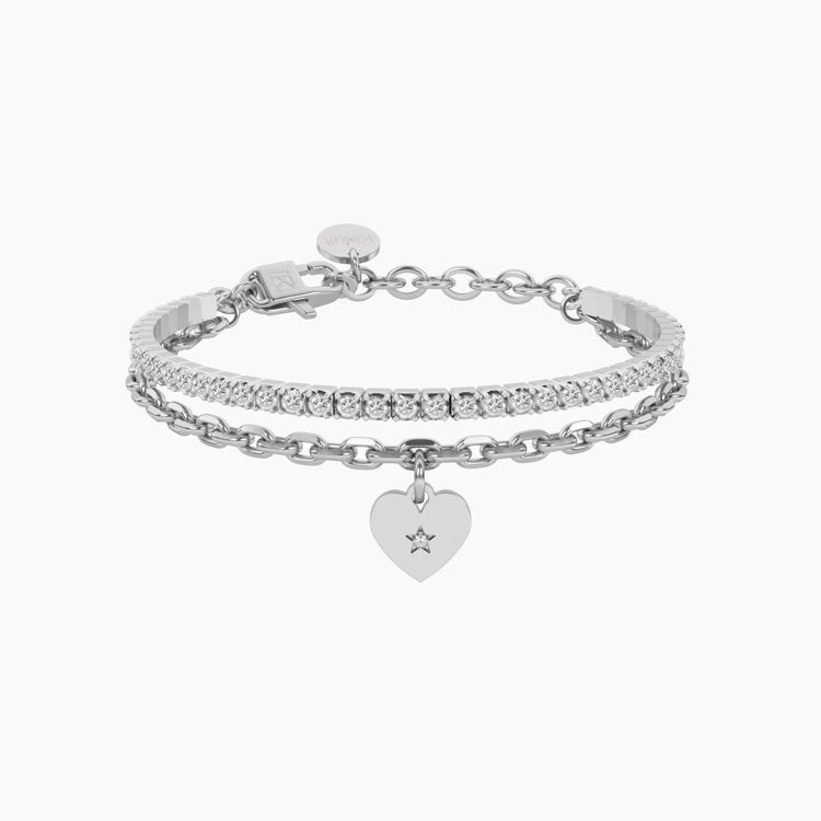 Immagine di Bracciale Tennis E Catena Forzatina Con Cuore Gioielli Kidult | 732333