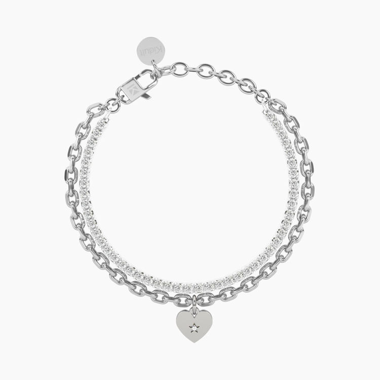 Immagine di Bracciale Tennis E Catena Forzatina Con Cuore Gioielli Kidult | 732333