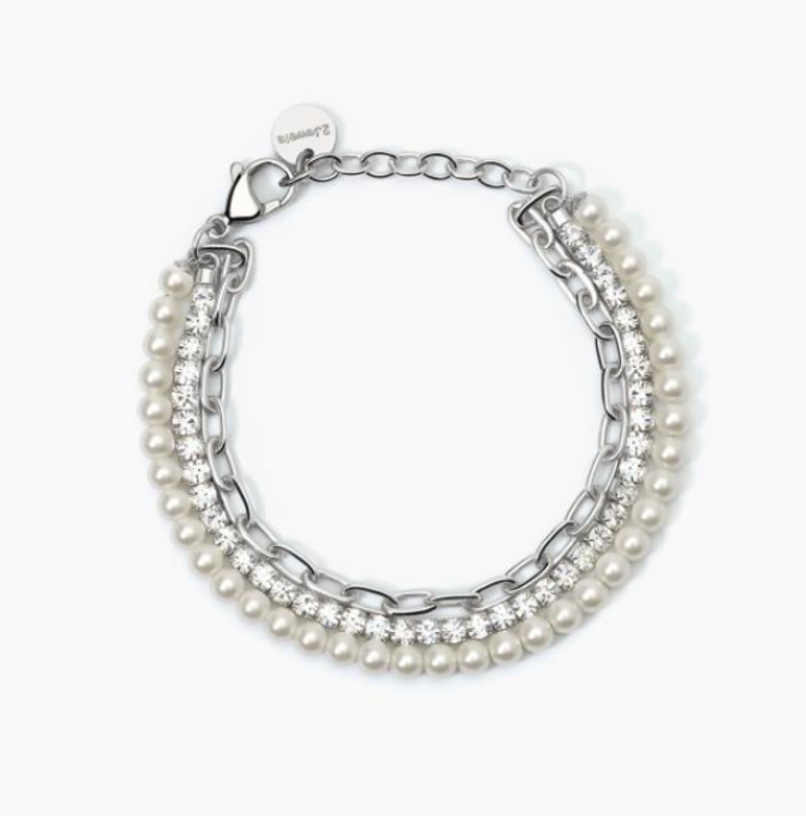 Immagine di Bracciale In Acciaio Con Perle Conchiglia E Cristalli 2Jewels | 232452