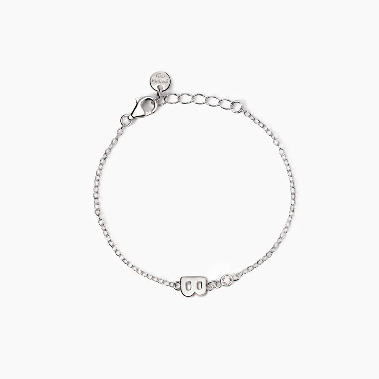 Immagine di Bracciale neonato con lettera e diamante Welcome Baby Gioielli Mabina |  533925