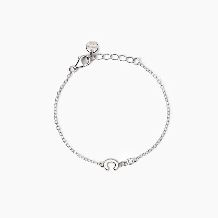 Immagine di Bracciale neonato con lettera e diamante Welcome Baby Gioielli Mabina |  533925