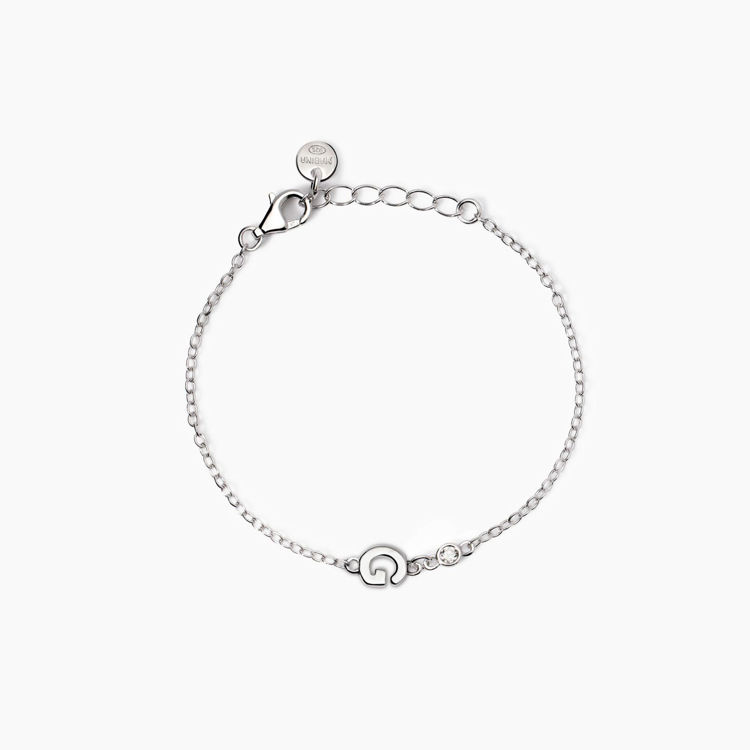 Immagine di Bracciale neonato con lettera e diamante Welcome Baby Gioielli Mabina |  533925