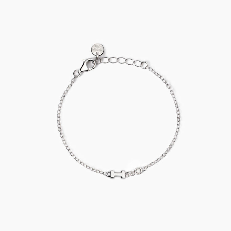 Immagine di Bracciale neonato con lettera e diamante Welcome Baby Gioielli Mabina |  533925