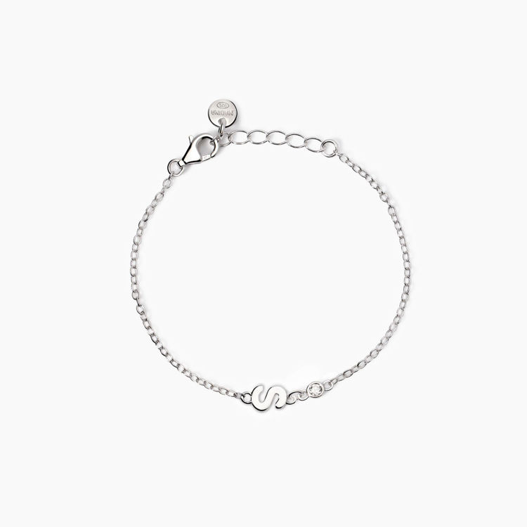 Immagine di Bracciale neonato con lettera e diamante Welcome Baby Gioielli Mabina |  533925