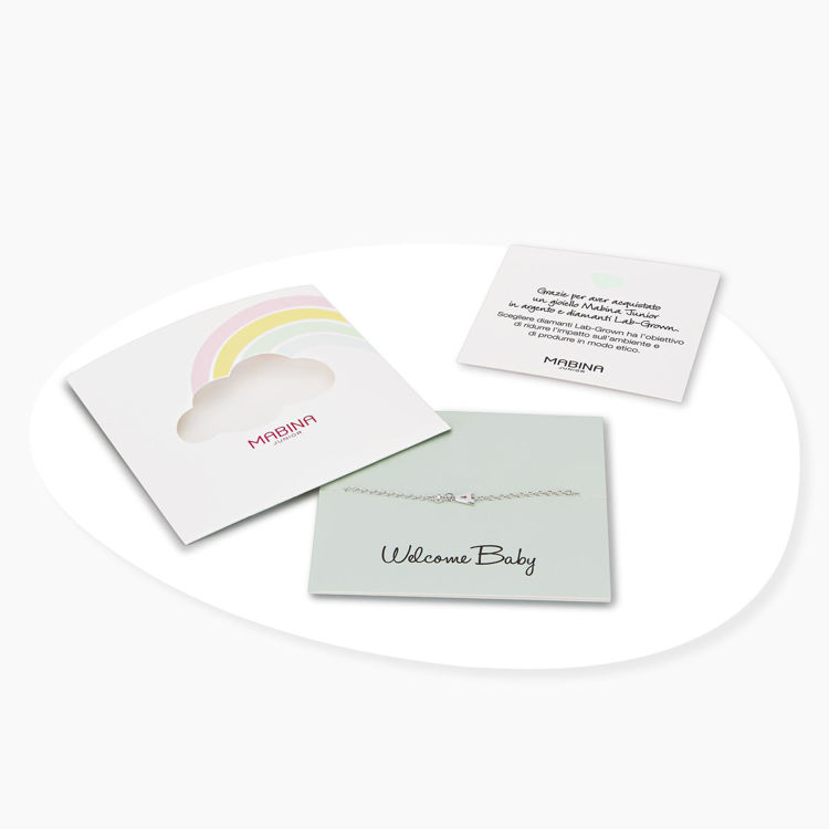 Immagine di Bracciale neonato con lettera e diamante Welcome Baby Gioielli Mabina |  533925