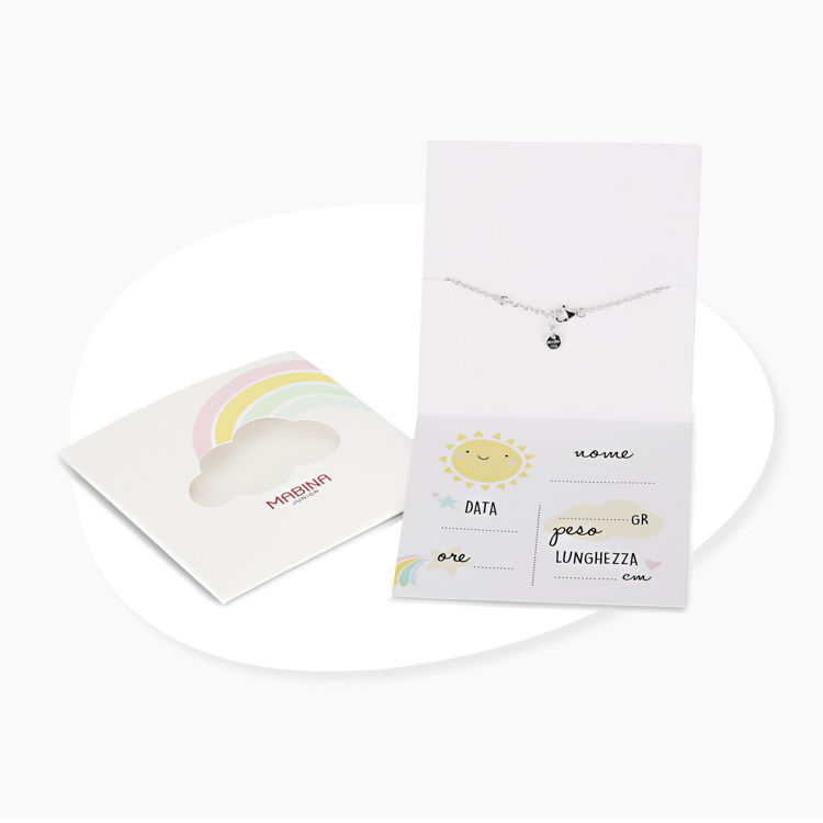 Immagine di Bracciale neonato con lettera e diamante Welcome Baby Gioielli Mabina |  533925