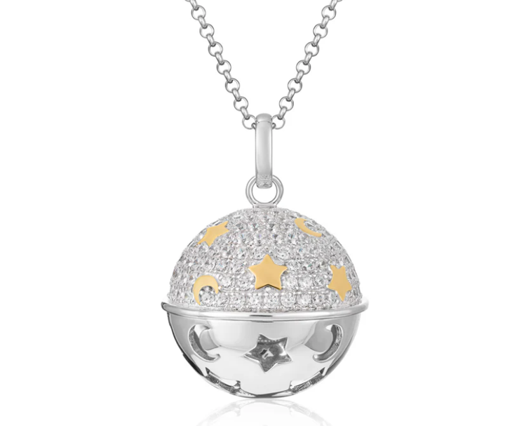 Immagine di Collana Donna Chiama Angeli In Argento Bianco E Giallo E Zirconi | SFA146