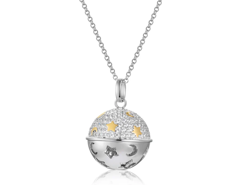 Immagine di Collana Donna Chiama Angeli In Argento Bianco E Giallo E Zirconi | SFA146