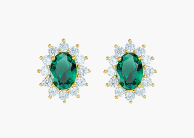 Immagine di Orecchini Royal Lady Dorati Con Zircone Verde Smeraldo Amen | ORLDMGBVE