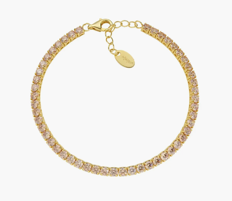 Immagine di Bracciale Tennis 3 mm Dorato con Zirconi Champagne Amen | BT3GCH17