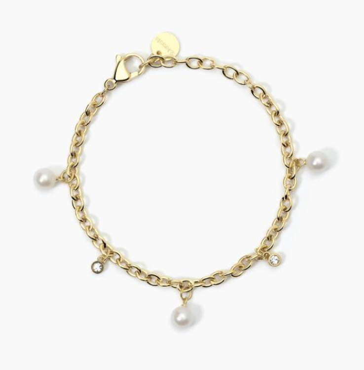 Immagine di Bracciale Dorato In Acciaio Perle E Cristalli 2Jewels | 232451