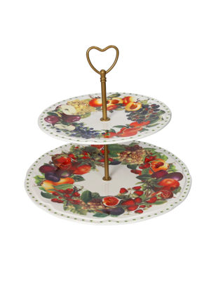 Visualizza i dettagli per Alzata Due Piani Le Primizie Porcellana Con Asta In Metallo Brandani | 52683 Immagine di Alzata Due Piani Le Primizie Porcellana Con Asta In Metallo Brandani | 52683