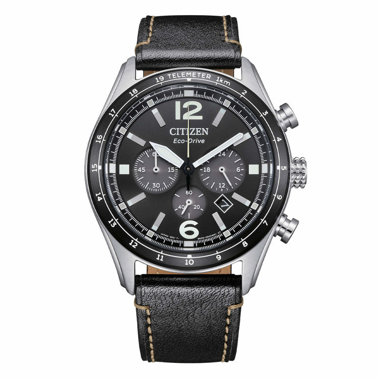 Immagine di Orologio Aviator Crono Con Cinturino In Pelle Citizen | CA4654-04E