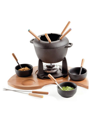 Visualizza i dettagli per Fonduta Mezzaluna Con Supporto Set 17 Pezzi In Ghisa E Bamboo Brandani | 59203 Immagine di Fonduta Mezzaluna Con Supporto Set 17 Pezzi In Ghisa E Bamboo Brandani | 59203