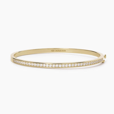 Immagine di Bracciale Rigido Argento Dorato Con Zirconi Gioielli Mabina | 533643-M