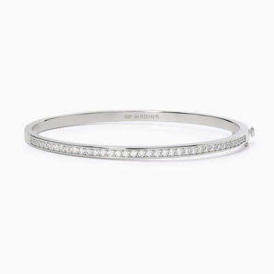 Immagine di Bracciale Rigido Argento Con Zirconi Gioielli Mabina | 533642-M