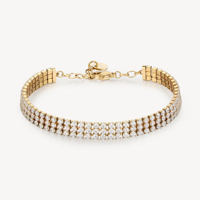 Immagine di Bracciale Tennis Acciaio Rifinitura Oro Desideri Brosway | BEI092