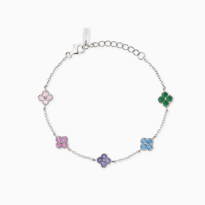 Immagine di Bracciale In Argento Con Fiori Multicolor Gioielli Mabina | 534061