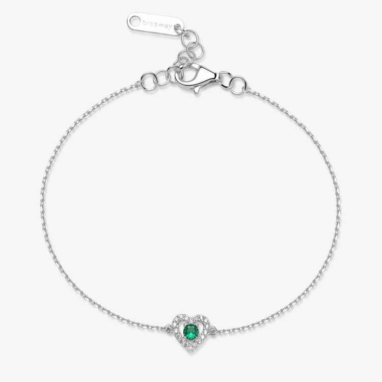 Immagine di Bracciale Cuore Con Zirconi Bianchi E Life Green Gioielli Brosway Fancy | FLG126