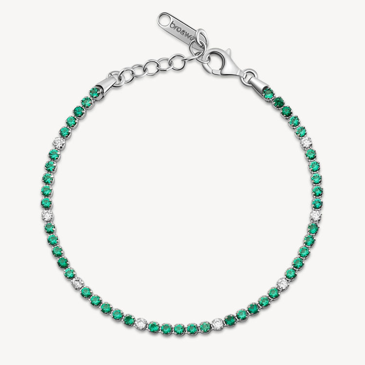 Immagine di Bracciale Tennis Con Zirconi Bianchi E Life Green Gioielli Brosway Fancy | FLG128