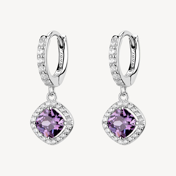 Immagine di Orecchini A Cerchio Con Pendente Zirconi Bianchi E Magic Purple Gioielli Brosway Fancy | FMP125