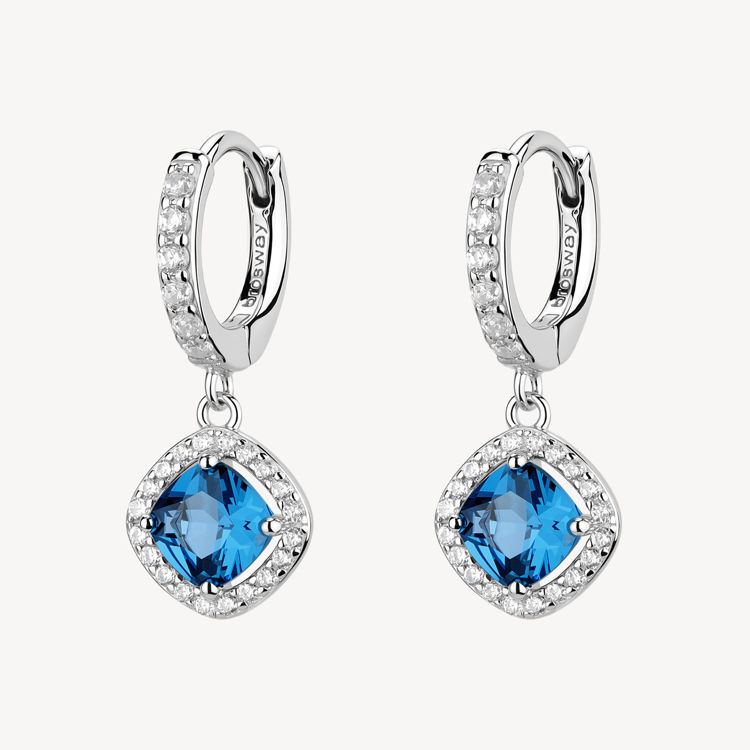 Immagine di Orecchini A Cerchietto Con Pendente Zirconi Bianchi E Freedom Blue Gioielli Brosway Fancy | FFB128