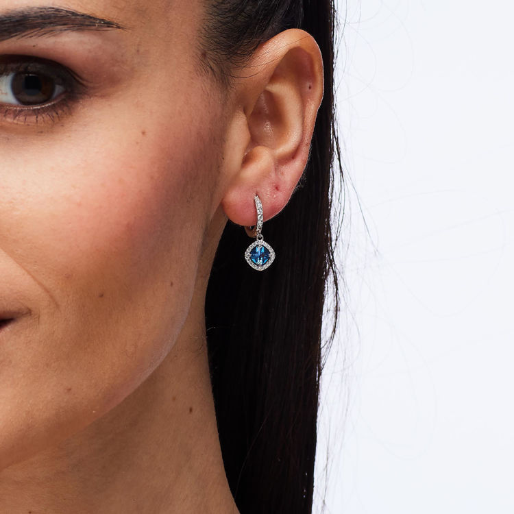 Immagine di Orecchini A Cerchietto Con Pendente Zirconi Bianchi E Freedom Blue Gioielli Brosway Fancy | FFB128