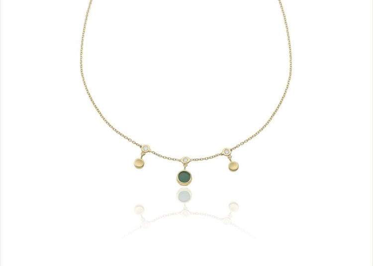 Immagine di Girocollo In Oro Giallo Con Diamanti E Malachite Chimento Armillas Glow Diamond | 1G10400ML1450