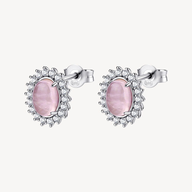 Immagine di Orecchini A Lobo Con Quarzo Rosa E Zirconi Gioielli Brosway Fancy | FVP123